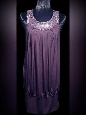 Vintage Candy Rain Y2K Sequined Neckline Mini Dress in Plum - Rare